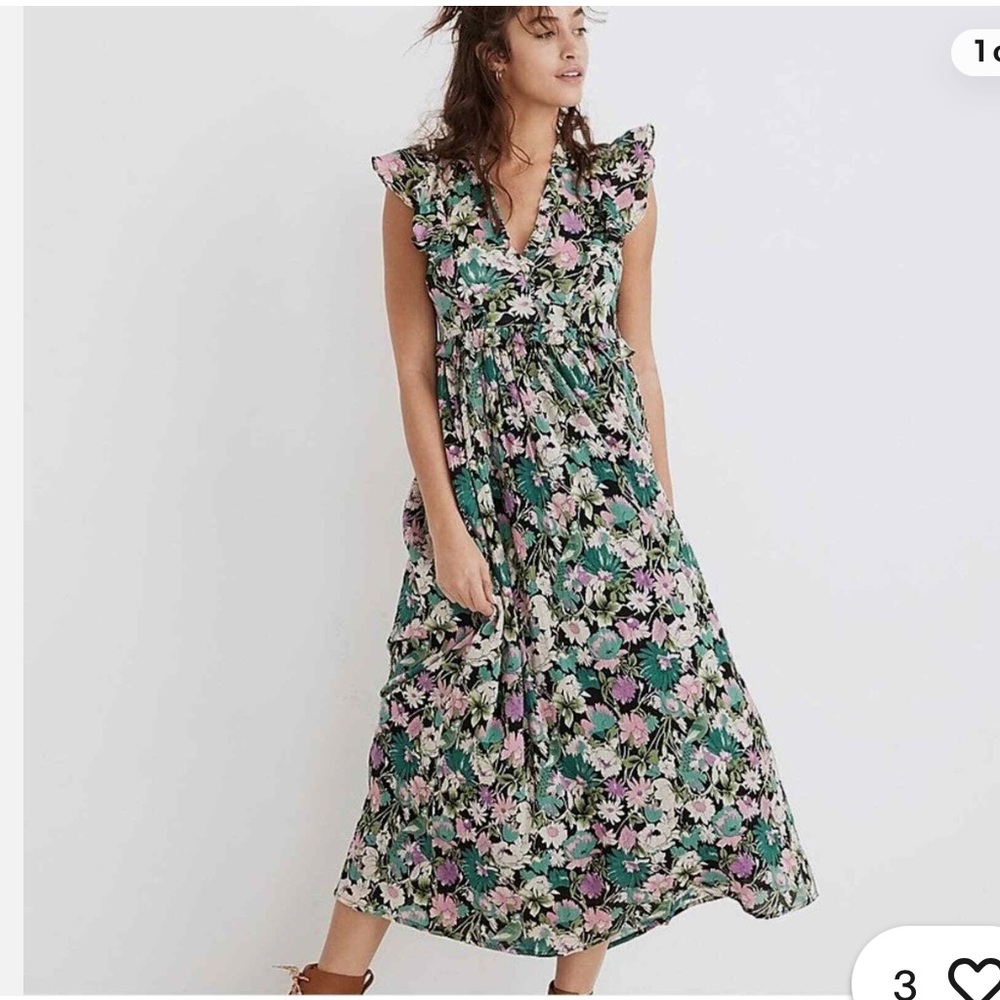 Banjanan Fiesta Floral Midi Dress - Green and Purple